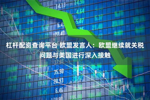 杠杆配资查询平台 欧盟发言人：欧盟继续就关税问题与美国进行深入接触